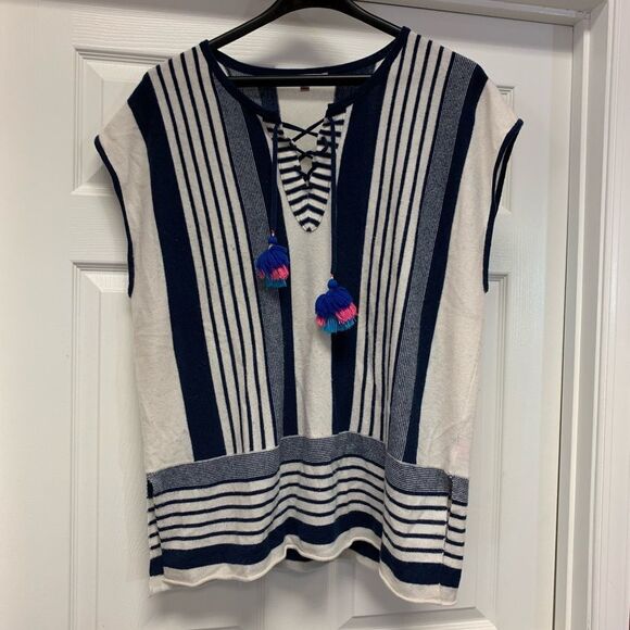Calypso St. Barth Cashmere Striped Tassel Tunic Sweater sz 1X - Picture 1 of 5